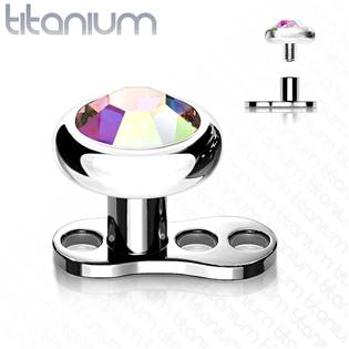 MD028AB-04 Kompletní microdermal piercing 1,2 mm - duhový kamínek 4 mm