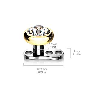 MD028GD-04 Kompletní microdermal piercing 1,2 mm - kamínek 4 mm