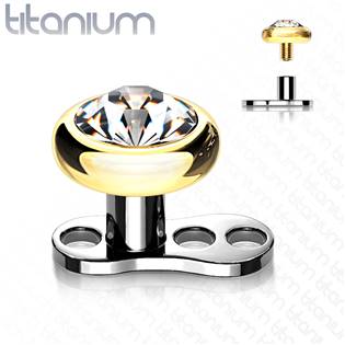 MD028GD-04 Kompletní microdermal piercing 1,2 mm - kamínek 4 mm