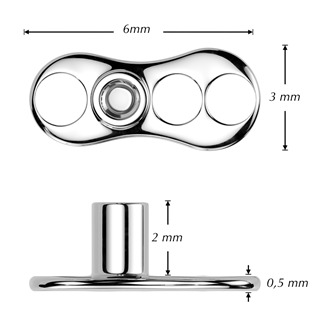 MD030C-04 Kompletní microdermal piercing 1,2 mm - čirý zirkon