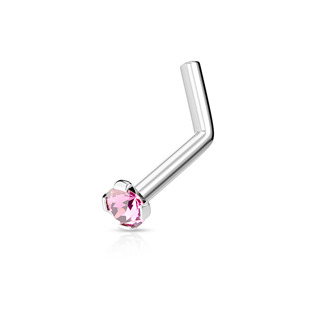 N01152-R Zahnutý piercing do nosu 2mm zirkon