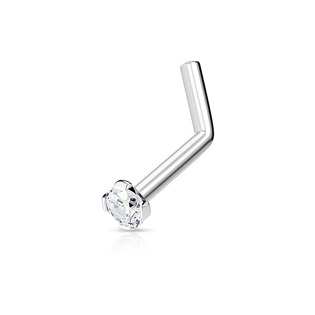 N01152-R Zahnutý piercing do nosu 2mm zirkon