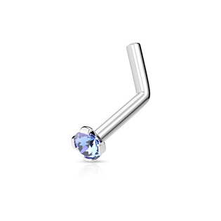 N01152-R Zahnutý piercing do nosu 2mm zirkon