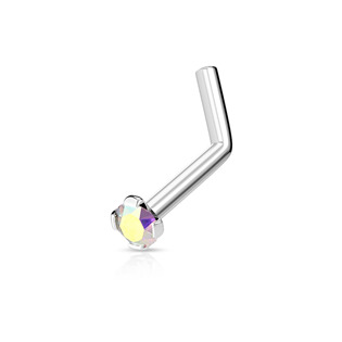 N01152-R Zahnutý piercing do nosu 2mm zirkon