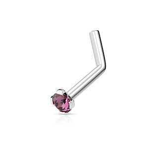 N01152-R Zahnutý piercing do nosu 2mm zirkon
