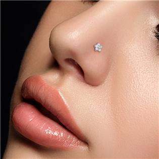 N0127-A Piercing do nosu - kytička s opály