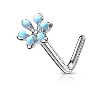 N0129-Q Zahnutý piercing do nosu kytička