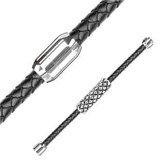 NR1148-K Kožený náramek s ocelovou ozdobou