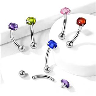 OB0012-R Piercing do obočí s kulatým kamenem