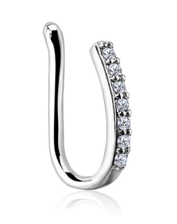 Falešný piercing do nosu s kamínky - klips NF0010-C-skl
