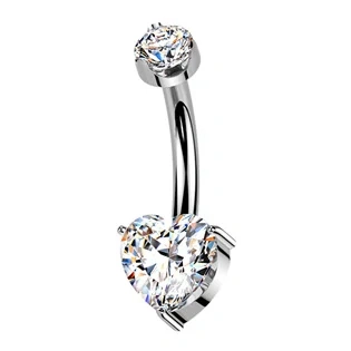 TM007-SKL Luxusní piercing do pupíku s Moissanity 1.00ct, TITAN