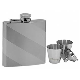97051 Ocelová kapesní lahev - placatka 180ml + 2 kalíšky 30ml a trychtýřek