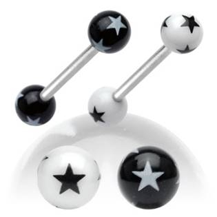PJ01048-W Piercing do jazyku s hvězdami