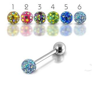 PJ01211-02 Piercing do jazyka s krystaly Crystals From Swarovski