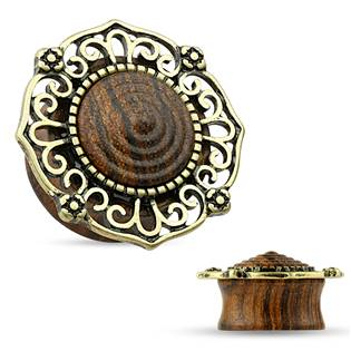 PL01195-06 Dřevěný plug do ucha s ornamenty