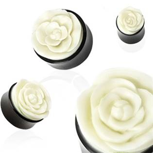 PL01199-16 Rohovinový plug s bílou růží
