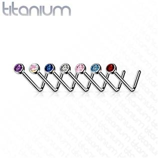 TIT1027P Zahnutý piercing do nosu - titan