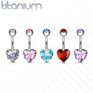 TIT1058-TZ Piercing do pupíku srdce - TITAN