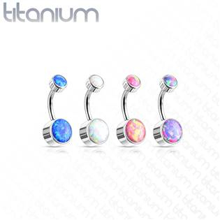 TIT1062-OP38 Piercing do pupíku - TITAN, opál