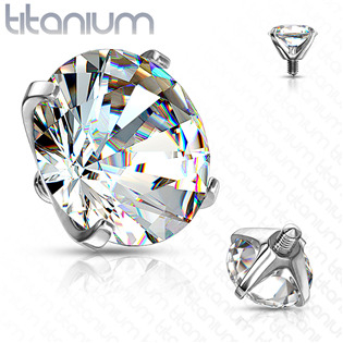 TIT1069-04C Náhradní kamínek TITAN, závit 1,2 mm, 4mm čirý zirkon