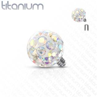 TIT1121AB-05 Ozdobná kulička k dermálu TITAN, závit 1,6 mm, barva: duhová