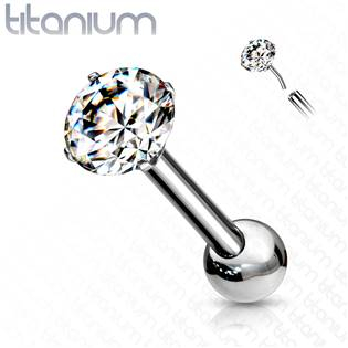 TIT1125-1206-04 Cartilage piercing do ucha TITAN, 1,2 x 6 mm zirkon 4 mm