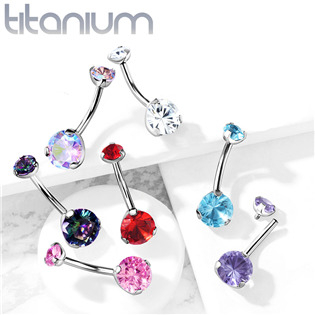 TIT1142-R Piercing do pupíku vnitřní závit, zirkon - TITAN