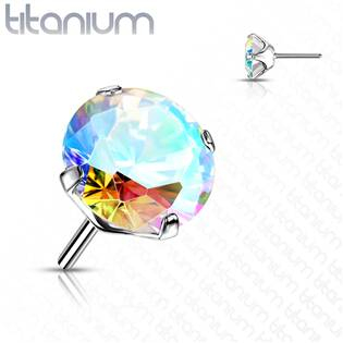 TIT1148AB-030 Kamínek k PUSH IN piercing do nosu TITAN, AB zirkon