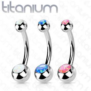 TIT1186-OP17 Piercing do pupíku banánek - TITAN, opál