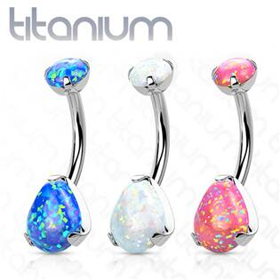 TIT1187-OP22 Piercing do pupíku - TITAN, opál