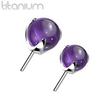 TIT1196A-040 Kamínek k PUSH IN piercingu TITAN, fialový kamínek