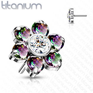 TIT1213-VM Kytička k PUSH IN piercing do nosu TITAN, Vitrail Medium zirkony