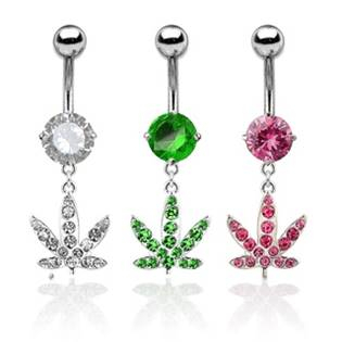 WP01130-C Piercing do pupíku - list marihuany