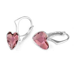 NB-0202-AP Stříbrné náušnice se srdcem Crystals from Swarovski® Antique Pink