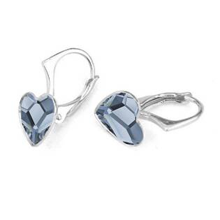 NB-0202-DB Stříbrné náušnice se srdcem Crystals from Swarovski® Denim Blue