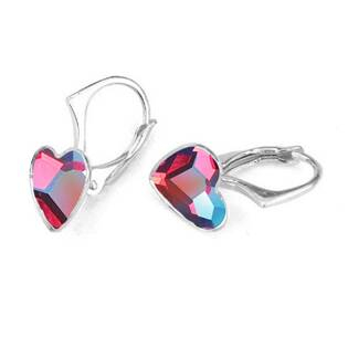 NB-0202-LSS Stříbrné náušnice se srdcem Crystals from Swarovski® Light Siam Shimmer