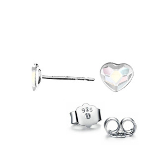 NB-0203-AB Stříbrné náušnice se srdcem Crystals from Swarovski, AB