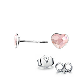 NB-0203-RO Stříbrné náušnice se srdcem Crystals from Swarovski, Rosaline