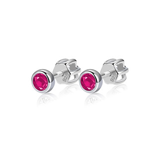 NB-3651-F Stříbrné náušnice, tmavě růžové zirkony 3 mm