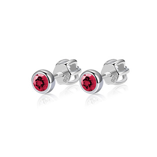 NB-3651-R Stříbrné náušnice, červené zirkony 3 mm