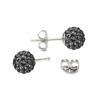SWAG06-BD Stříbrné náušnice kuličky Crystals from Swarovski® Black Diamond