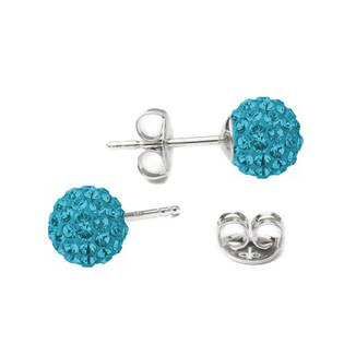 SWAG06-BZ Stříbrné náušnice kuličky Crystals from Swarovski® Blue Zircom