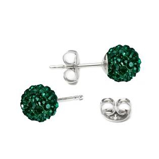 SWAG06-EM Stříbrné náušnice kuličky Crystals from Swarovski® Emerald