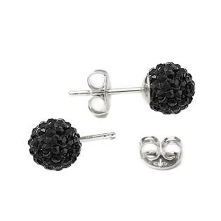 SWAG06-JB Stříbrné náušnice kuličky Crystals from Swarovski® Jet Black