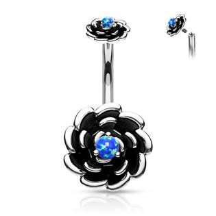 WP0043-B Piercing do pupíku Antique Rose, modrý opál