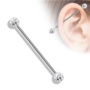 ID01035-C Industrial piercing s kamínky, barva: čirá