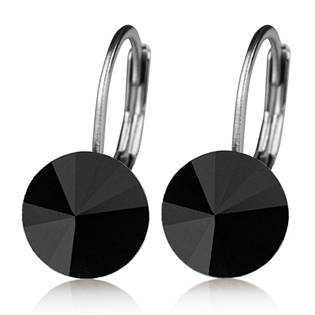 NBS08-BJ Ocelové náušnice s krystaly Swarovski® BLACK JET