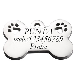 PZ036 Ocelová psí známka - kost