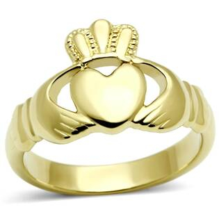 AL-0110-60 Zlacený ocelový prsten Claddagh