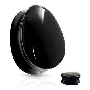 PL01247K-10 Skleněný plug do ucha slza černá